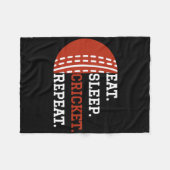 Cricket Player Apparel Eat Sleep Cricket Repeat Fleecedecke (Vorderseite (Horizontal))