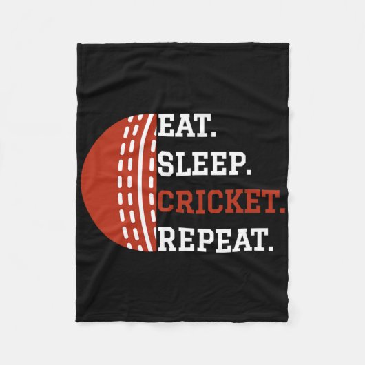 Cricket Player Apparel Eat Sleep Cricket Repeat Fleecedecke (Vorderseite)