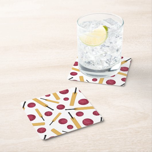 Cricket Player Balls Gemustert Rechteckiger Pappuntersetzer (Vor Ort)