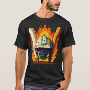 Cricket Player Bat und Helm T-Shirt