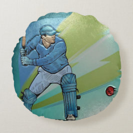 Cricket-Player bedruckt / rundes Kissen