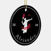 Cricket Player Coach Silhouette Schwarz-weiß Sport Keramik Ornament (Rechts)