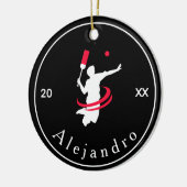 Cricket Player Coach Silhouette Schwarz-weiß Sport Keramik Ornament (Links)