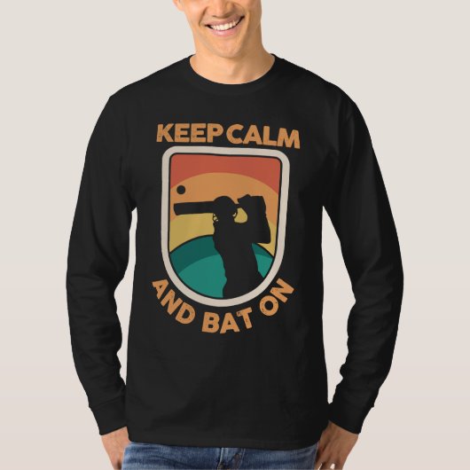 Cricket Player Cricketer Athlete Keep Calm And Bat T-Shirt (Vorderseite)