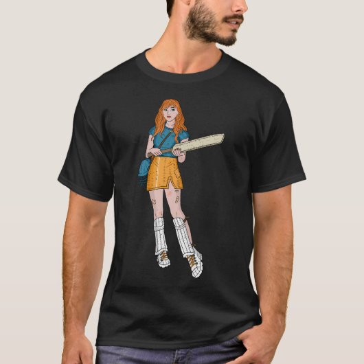 Cricket Player Girl. T-Shirt (Vorderseite)