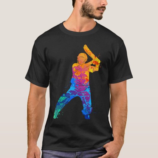 Cricket Player Graphic Sports Crickets T-Shirt (Vorderseite)