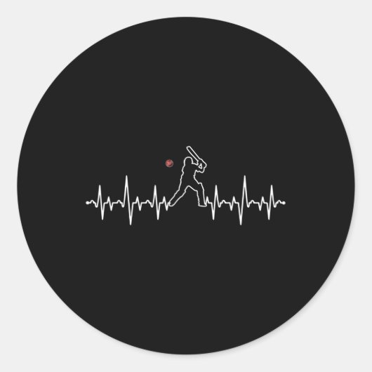 Cricket Player Heartbeat Cricket Gift Runder Aufkleber (Vorderseite)