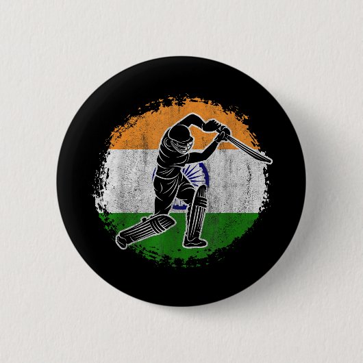 Cricket Player Indian Flag Cricketer Button (Vorderseite)