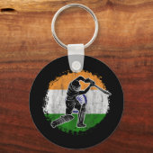 Cricket Player Indian Flag Cricketer Schlüsselanhänger (Vorderseite)