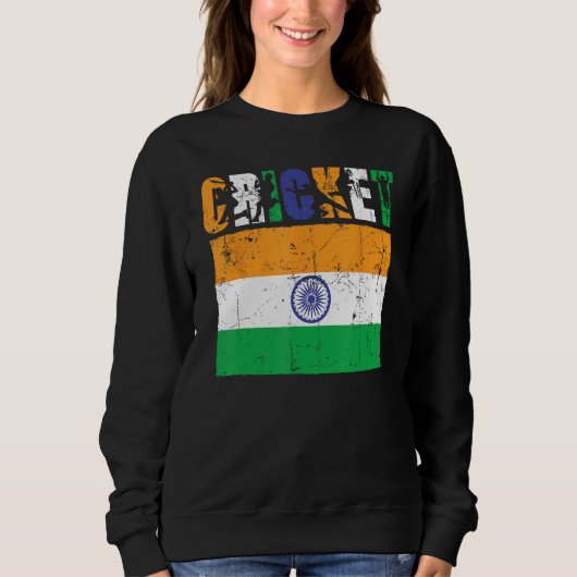 Cricket Player Indian Flag For Youth Boys Kids Sweatshirt (Vorderseite)