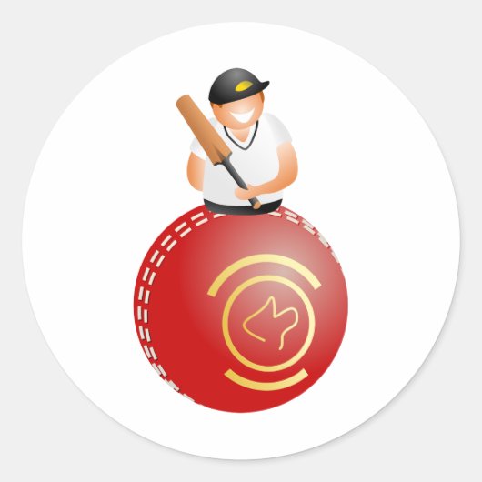 Cricket Player Runder Aufkleber (Vorderseite)