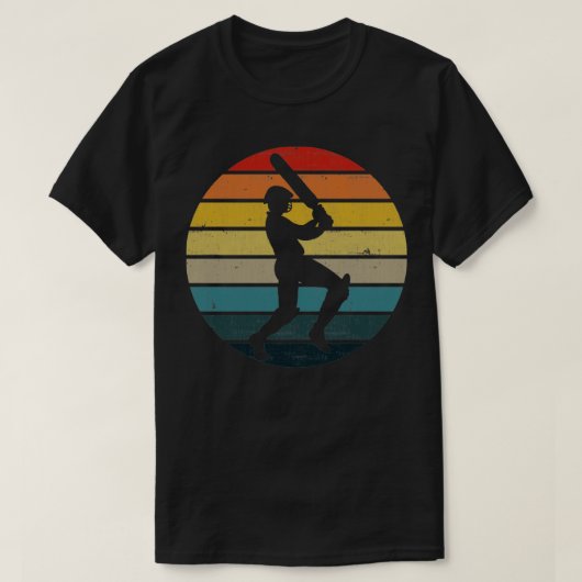 Cricket-Player-Silhouette auf einem angeschlagenen T-Shirt (Design vorne)