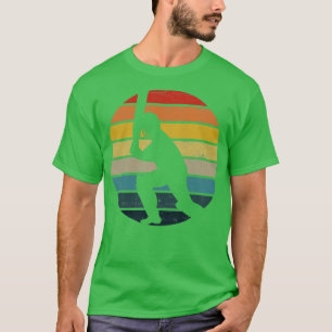 Cricket Player Silhouette On A Distressed Retro Su T-Shirt