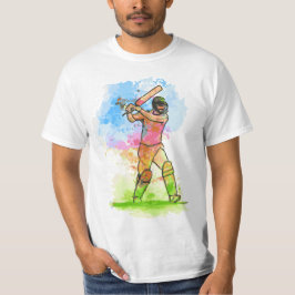 Cricket Player Wasserfarbe Stilvolle T - Shirt-Des T-Shirt