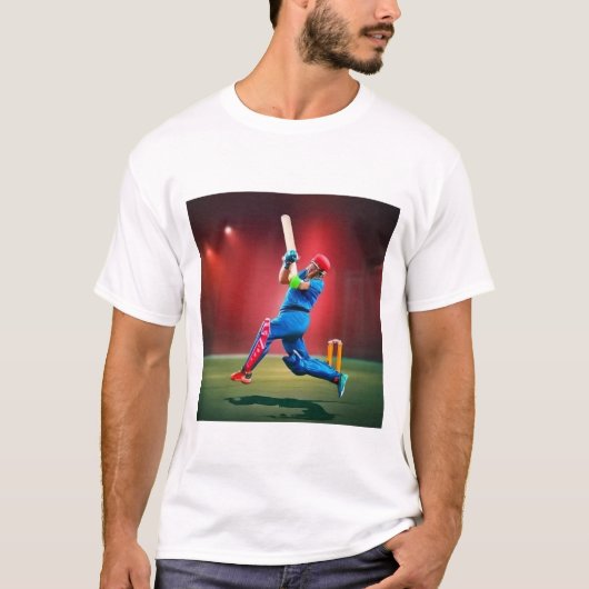 Cricket Player Wasserfarbe Stilvolle T - Shirt-Des T-Shirt (Vorderseite)
