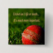 Cricket Red Ball Funny Motivierend Button (Vorderseite)