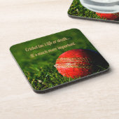 Cricket Red Ball Funny Motivierend Getränkeuntersetzer (Linke Seite)