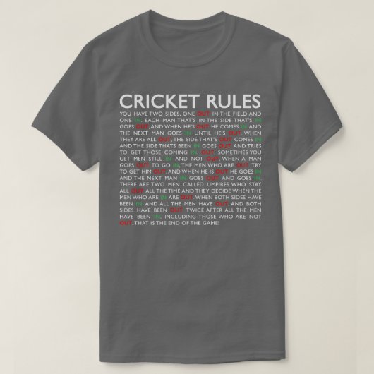 Cricket-Regeln T-Shirt (Design vorne)