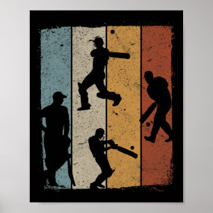 Cricket Retro-Cricket-Silhouetten Cricket Poster