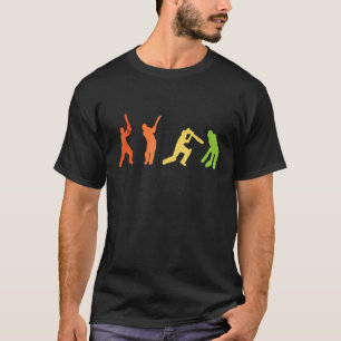 Cricket Retro Vintage Colour Cricket-Spieler T-Shirt