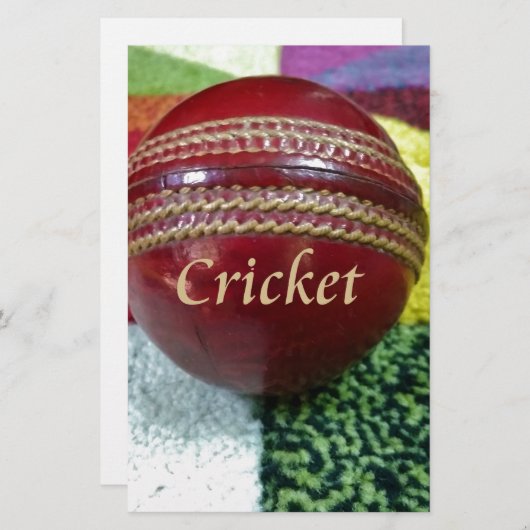 Cricket: rote Kunsthandwerksdrucke Briefpapier (Vorne/Hinten)