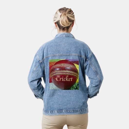 Cricket: rote Kunsthandwerksdrucke Jeansjacke (Modell)
