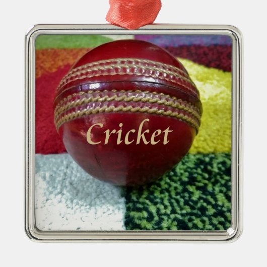 Cricket: rote Kunsthandwerksdrucke Ornament Aus Metall (Vorne)