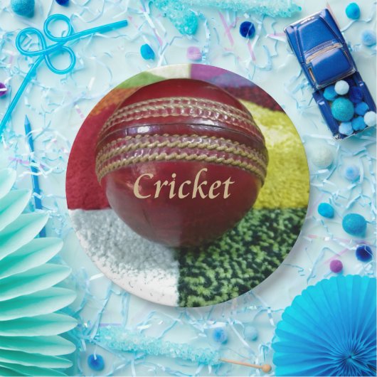 Cricket: rote Kunsthandwerksdrucke Pappteller (Party)