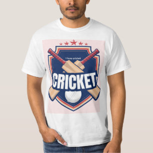 Cricket-Schläger mit Ball und geschriebenem Text T-Shirt