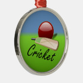 Cricket - Schläger und Ball am Grashorizon Ornament Aus Metall (Rechts)