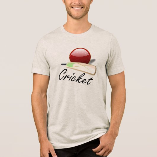 Cricket - Schläger und Ball Tri-Blend Shirt (Vorderseite)
