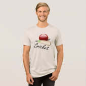 Cricket - Schläger und Ball Tri-Blend Shirt (Vorderseite voll)
