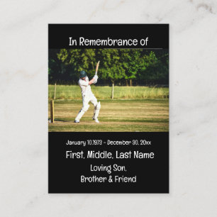Cricket-Spiel zur Erinnerung Visitenkarte