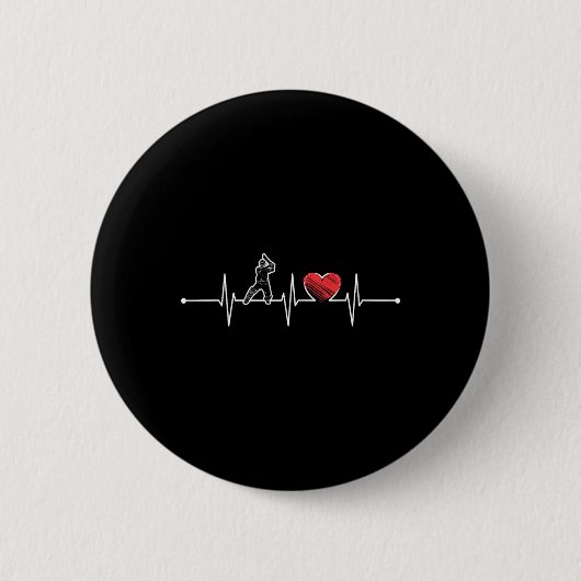 Cricket-Spieler-Herzschlag-Geschenk Ekg Cricket-Fa Button (Vorderseite)