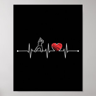 Cricket-Spieler Herzschlag-Geschenk Ekg Cricket-Fa Poster