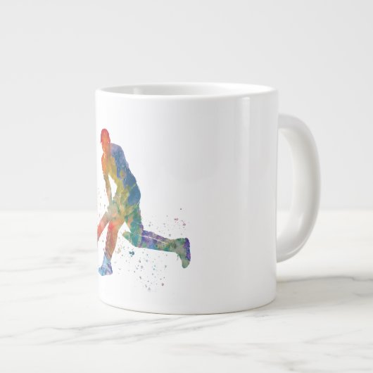 Cricket-Spieler in Aquarellfarbe Jumbo-Tasse (Vorderseite Rechts)