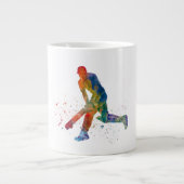Cricket-Spieler in Aquarellfarbe Jumbo-Tasse (Vorderseite)