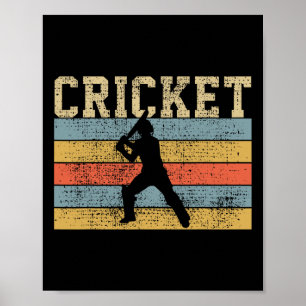Cricket-Spieler-Trainer-Sport Retro-Vintage-Gesche Poster