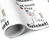 Cricket Sport Essen Schlafen Spielen Cricket Geschenkpapier (Rolleneckpunkt)