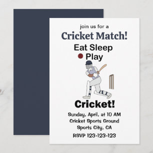 Cricket Sport Essen Schlafen Spielen Cricket Match Einladung