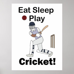 Cricket Sport Essen Schlafen Spielen Cricket Poster