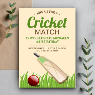 Cricket-Sport-Geburtstagsfeier-Einladung Einladung