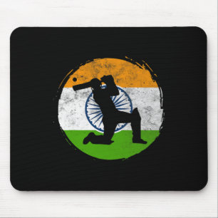 Cricket-Sportspiel Flagge Indiens Cricket-Spieler  Mousepad