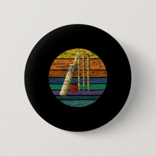 Cricket Stumps Vintage T Ll Cricket-Fan Bowler Cri Button