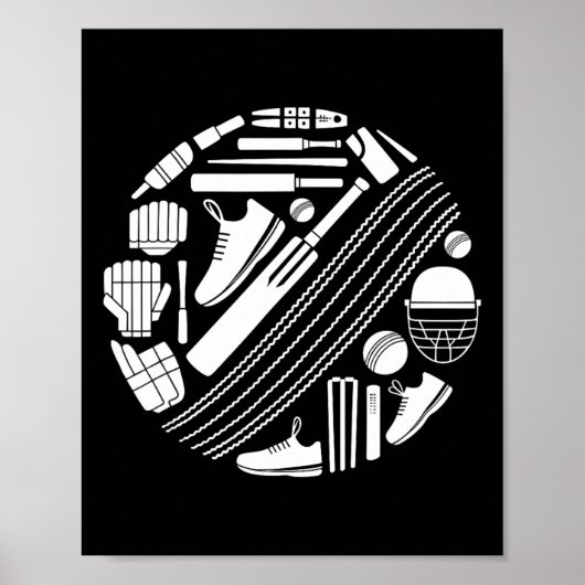 Cricket-T-Ausrüstungssymbol Silhouette Cricketspie Poster (Vorne)
