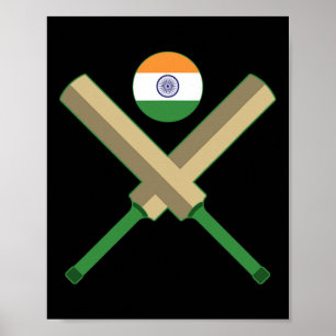 Cricket T Cricket Ll Indische Flagge Indien Cricke Poster