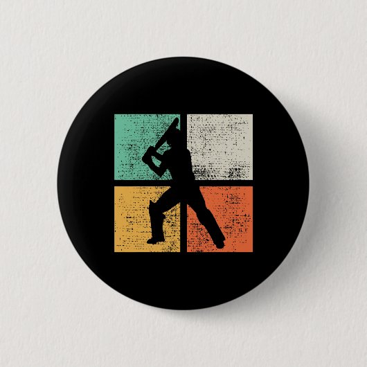 Cricket Tsman Geschenk Spieler Trainer Retro Button (Vorderseite)