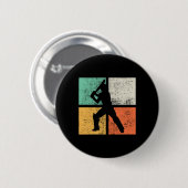 Cricket Tsman Geschenk Spieler Trainer Retro Button (Vorne & Hinten)