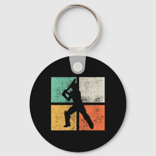 Cricket Tsman Geschenk Spieler Trainer Retro Schlüsselanhänger