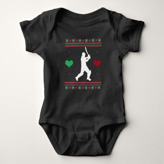 Cricket Ugly Christmas Sweater Xmas Baby Strampler (Vorderseite)